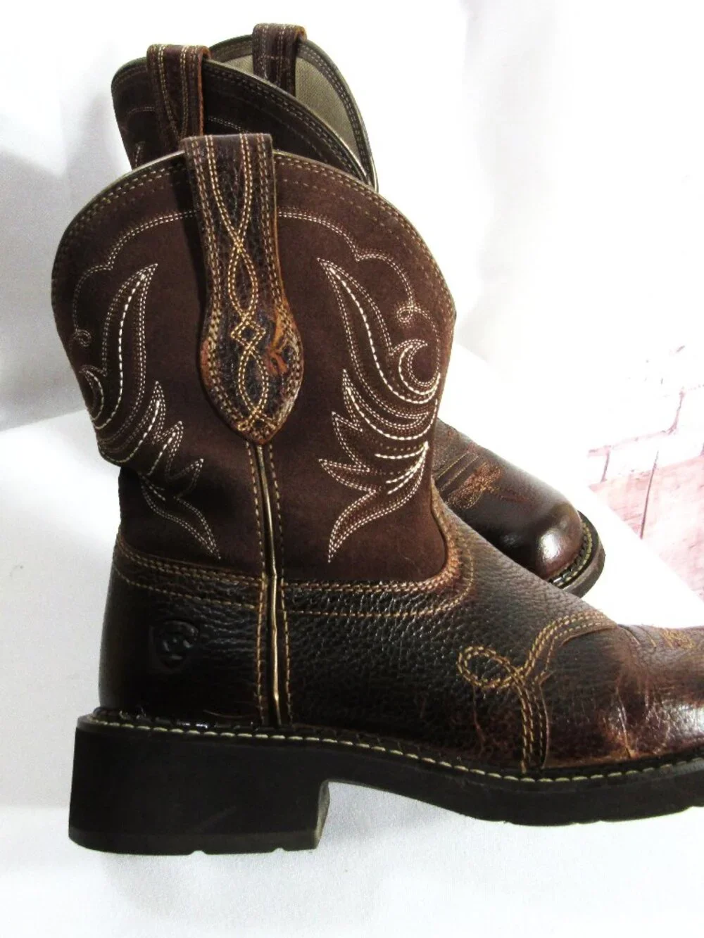 ARIAT WOMEN'S LEATHER BABY PHAT WESTERN BOOTS SIZE 8.5B RUSSET BROWN - Picture 5 of 12